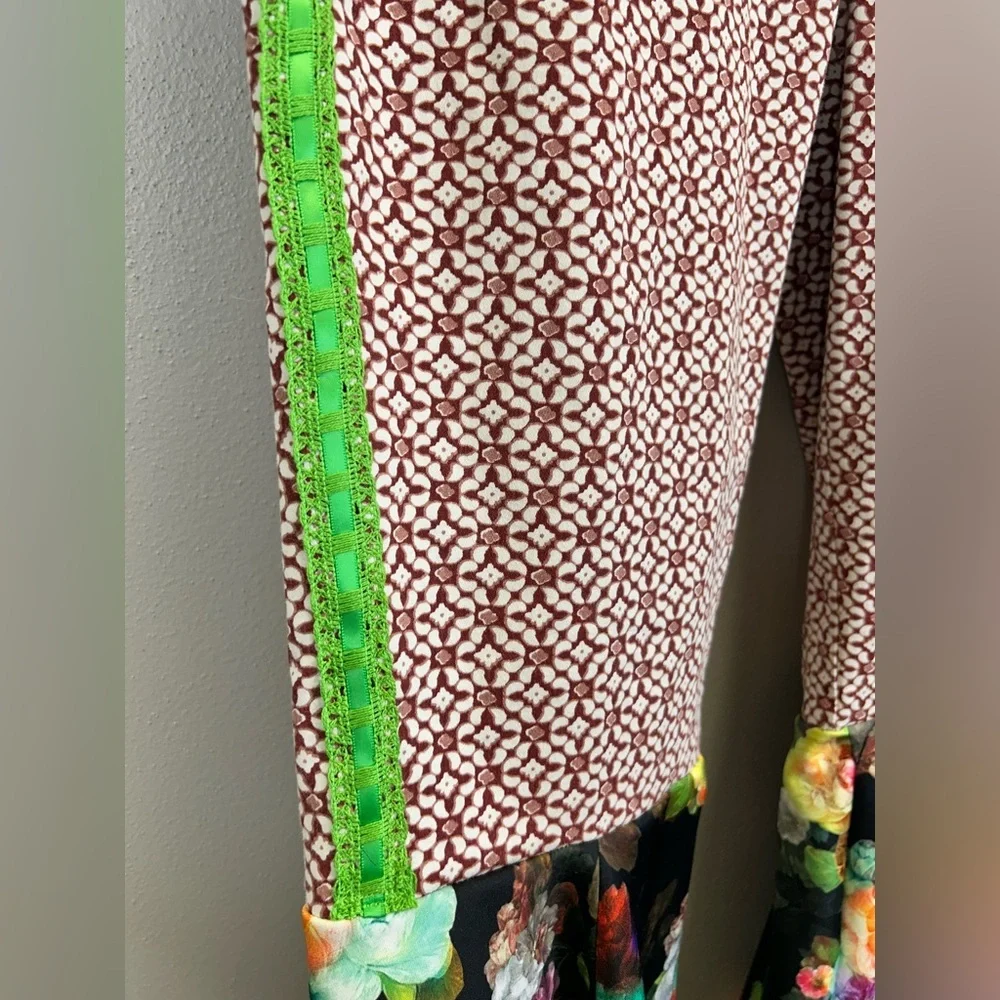 Floral Colorful Flare Pants Fun Festival Hippie Boho‎ Size 12 Stretch Maximalist